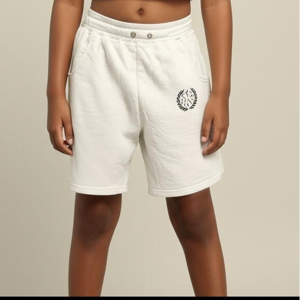 White Bermuda Shorts GIrl Large Sweatpant Athletic Casual Play Sporty Activewear